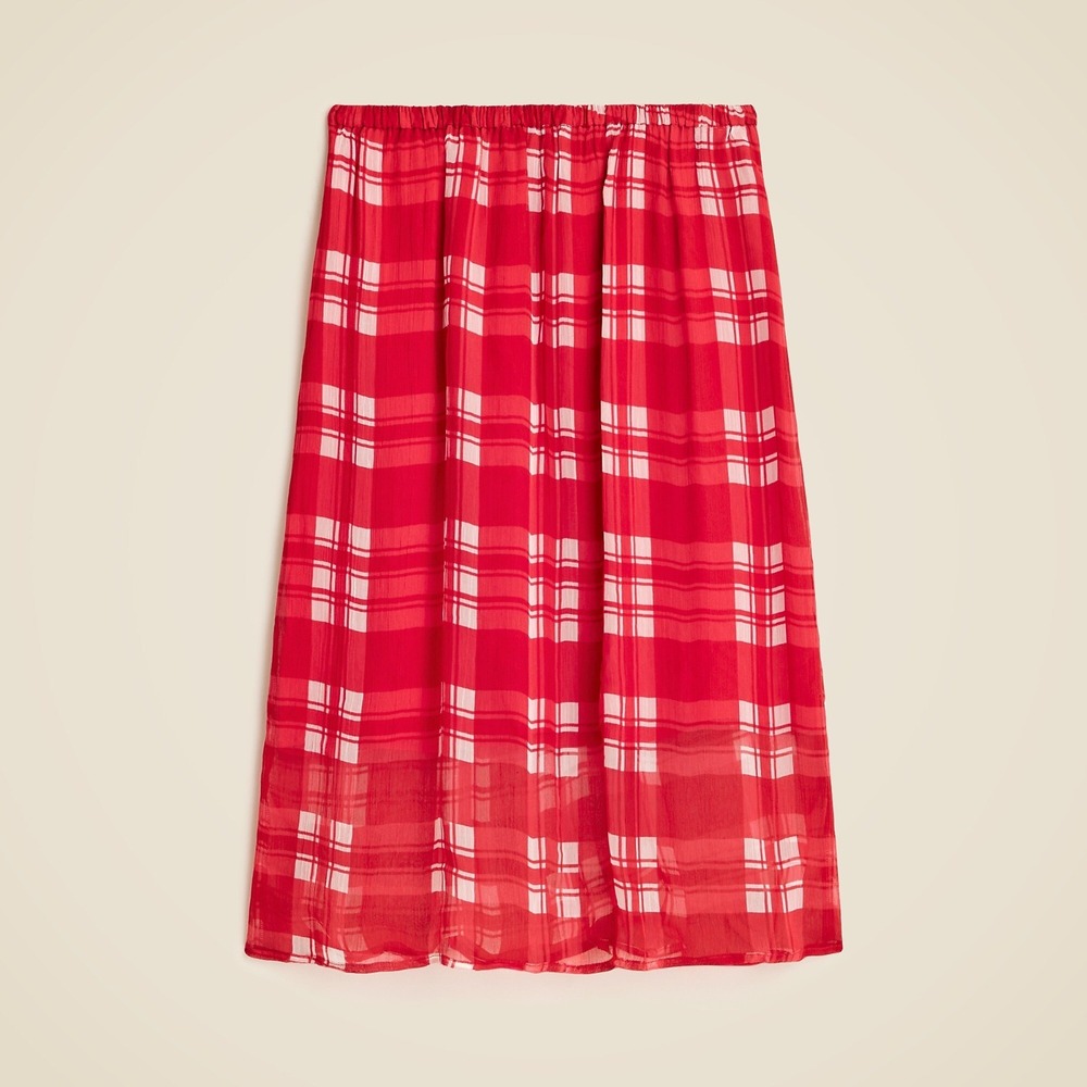 J Crew Womens Small Gwen Layered‎ Slip Skirt in Plaid Crinkle Chiffon CH409 1935